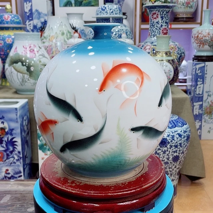 花瓶全手工鱼乐图球瓶福利价