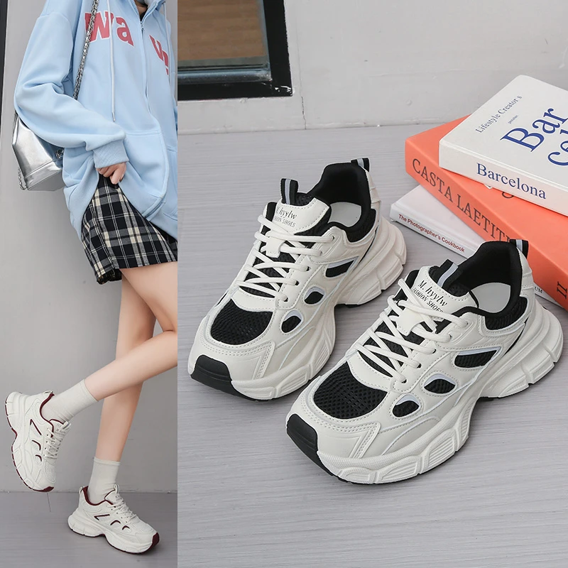 2025新款时尚爆款老爹鞋透气休闲厚底鞋百搭轻便舒适增高运动鞋