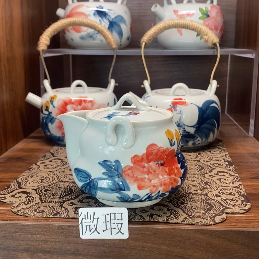 釉下彩老陶泥手工绘制