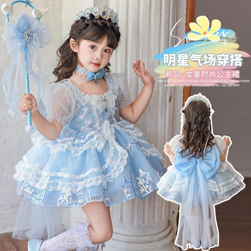 女童公主裙端礼服爱莎连衣裙夏季20新款洛丽塔生日礼服裙
