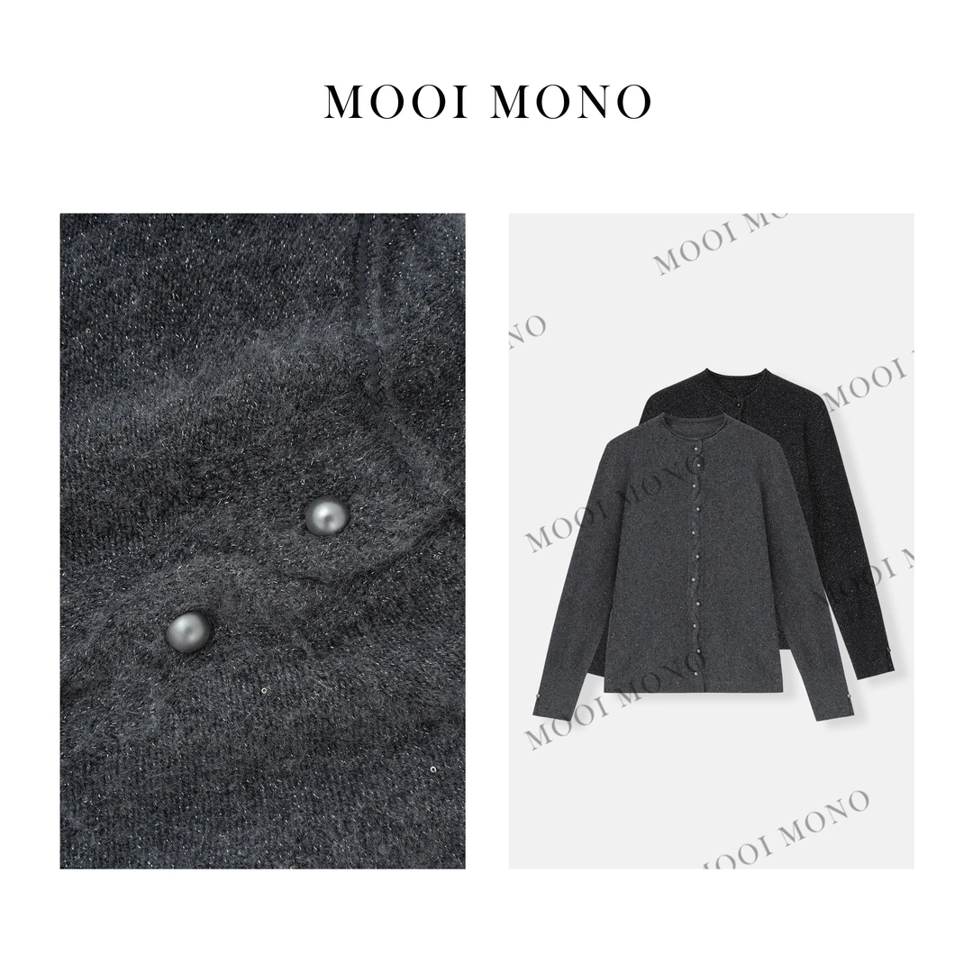 MOOI MONO"温暖呼吸"显瘦秋冬单排扣休闲百搭针织开衫 Z406D44