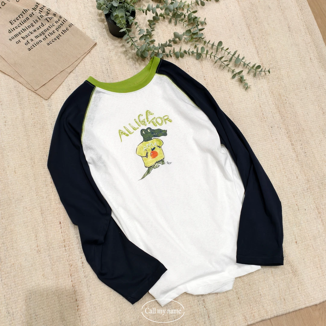 韩国代购. Call my name  苹果鳄鱼龙龙 拼接袖防晒 L25050227