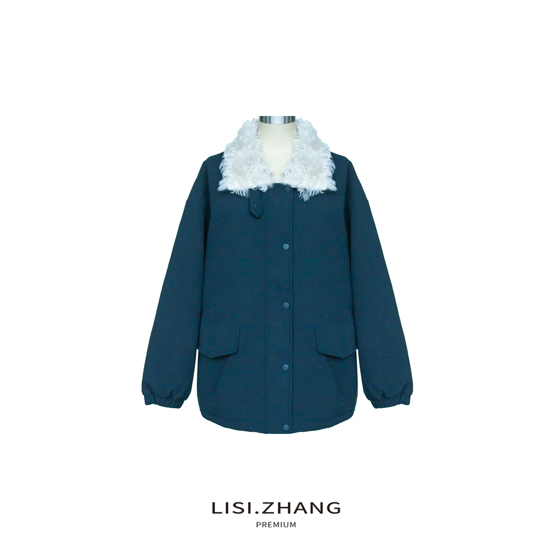 LISI.ZHANG--【毛毛领短外套】一手长内里填充宽松休闲棉服外套