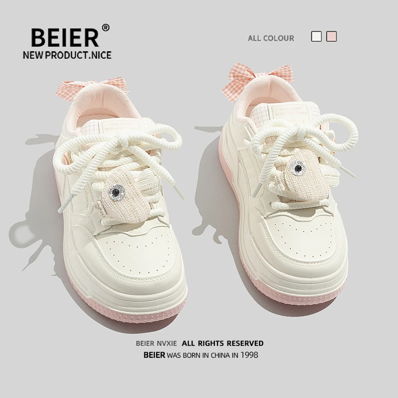 BEIER复古小白鞋女2025春季新款小众设计感原创ins潮休闲板鞋2882