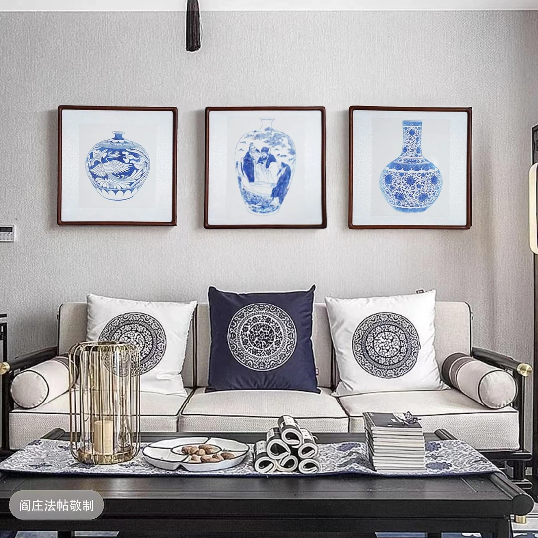 青花瓷瓶拓片单个装