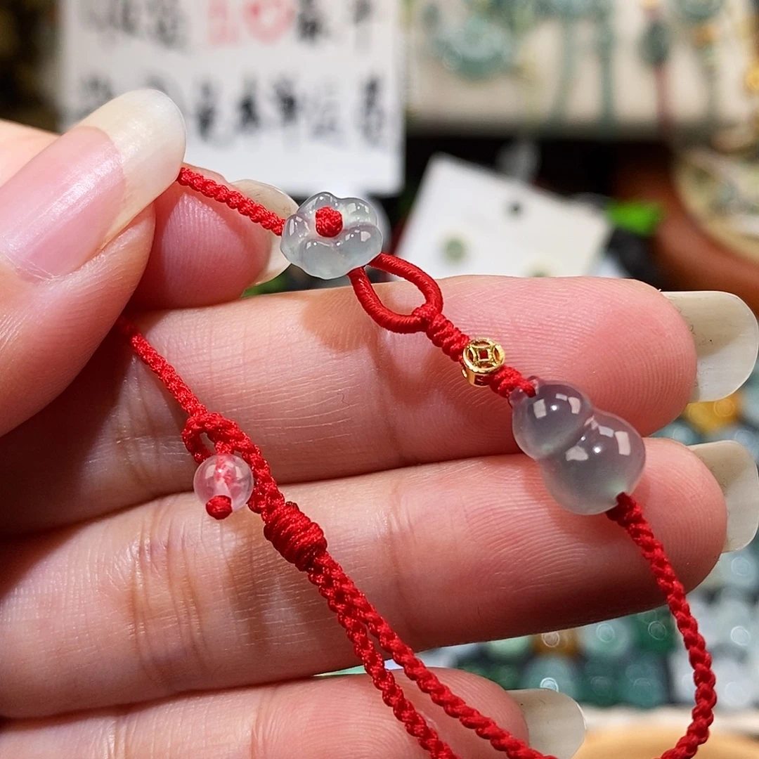 翡翠未镶嵌颈饰冰种葫芦红绳15