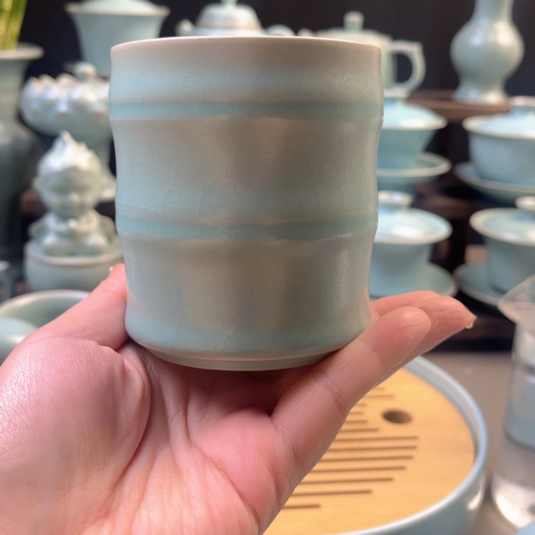 仿古釉竹节杯精品