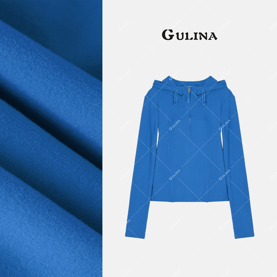 GULINA/娜姐夏欧洲站设计师德绒百搭拼接撞色长袖T恤女68187-1