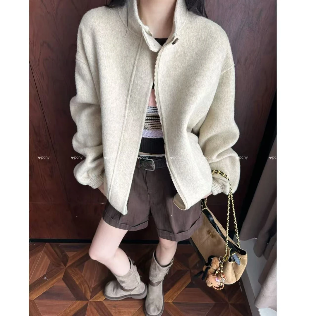 PCNY「浅调衣韵」不理理秋季新款女装老钱风极简立领长袖外套