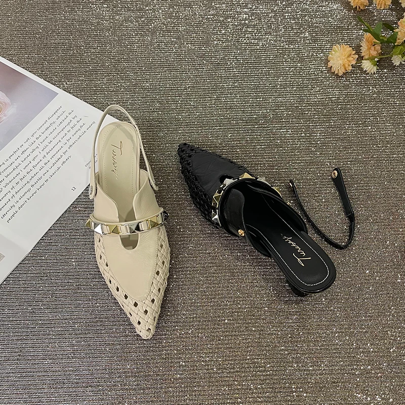 TROWSAGE/牛皮/4.5cm/尖头凉鞋高跟镂空百搭女鞋25D390