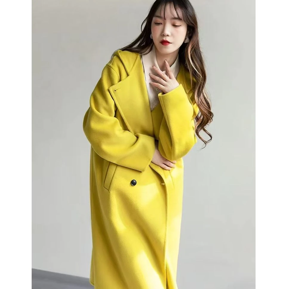 KIKI严选：888-欧洲站南油秋冬新款时尚连帽双排扣毛大衣外套