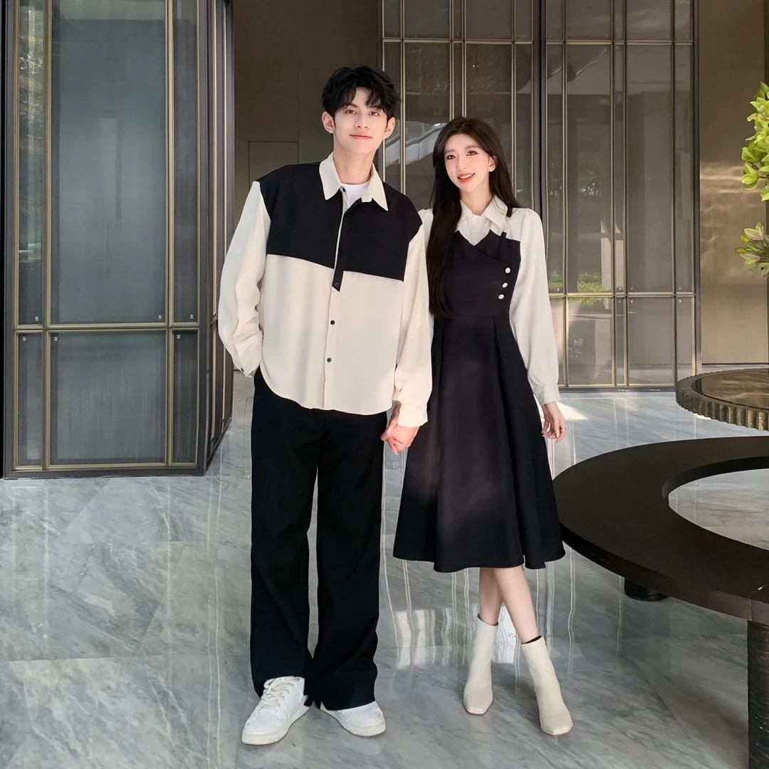 2025法式衬衫假两件连衣裙春秋季轻奢新爆款教资面试显瘦气质长裙