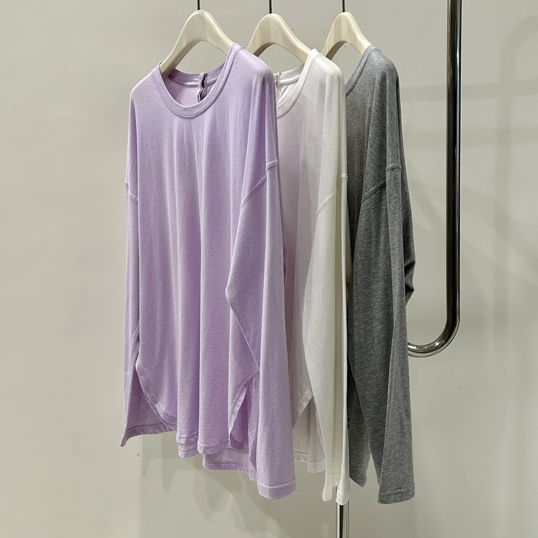 【塔鹿蕾】25年新品简约慵懒舒适后背贝壳扣上衣体恤AA48