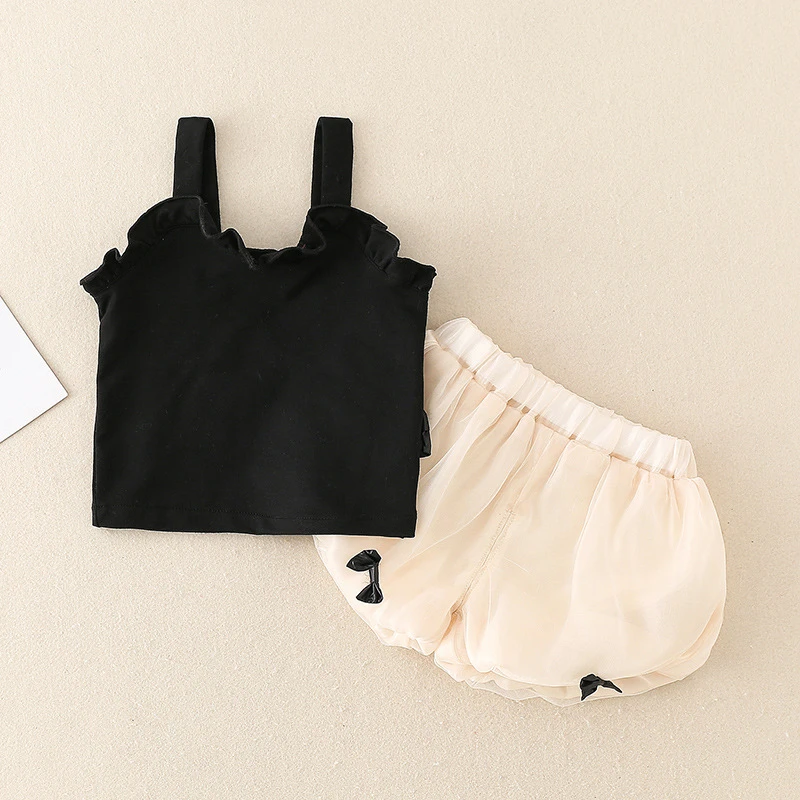 女宝宝女童装时髦套装一岁洋气无袖女童夏装女孩婴儿夏季衣服儿童