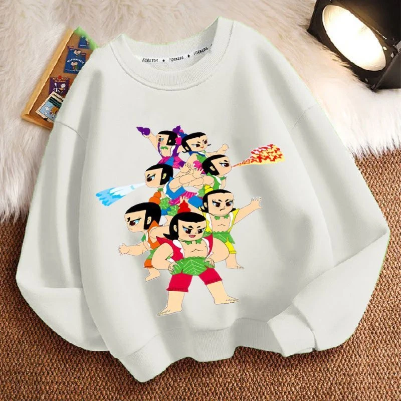 葫芦娃七兄弟春秋冬新款男女小中大儿童卫衣圆领加厚长袖宽松上衣