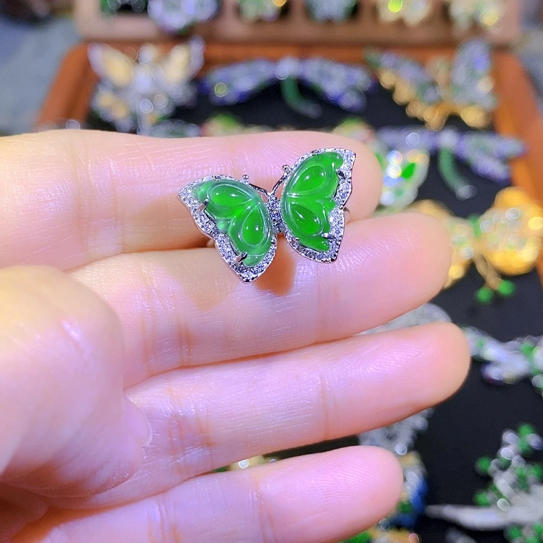 吊坠(不含链)银S925镶嵌翡翠