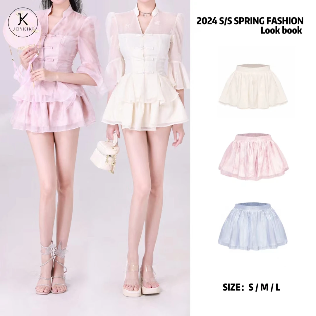 【JOYKIKI 清清!】【云梦蝶】夏季百搭新中式气质弹力半身裙 J24B077