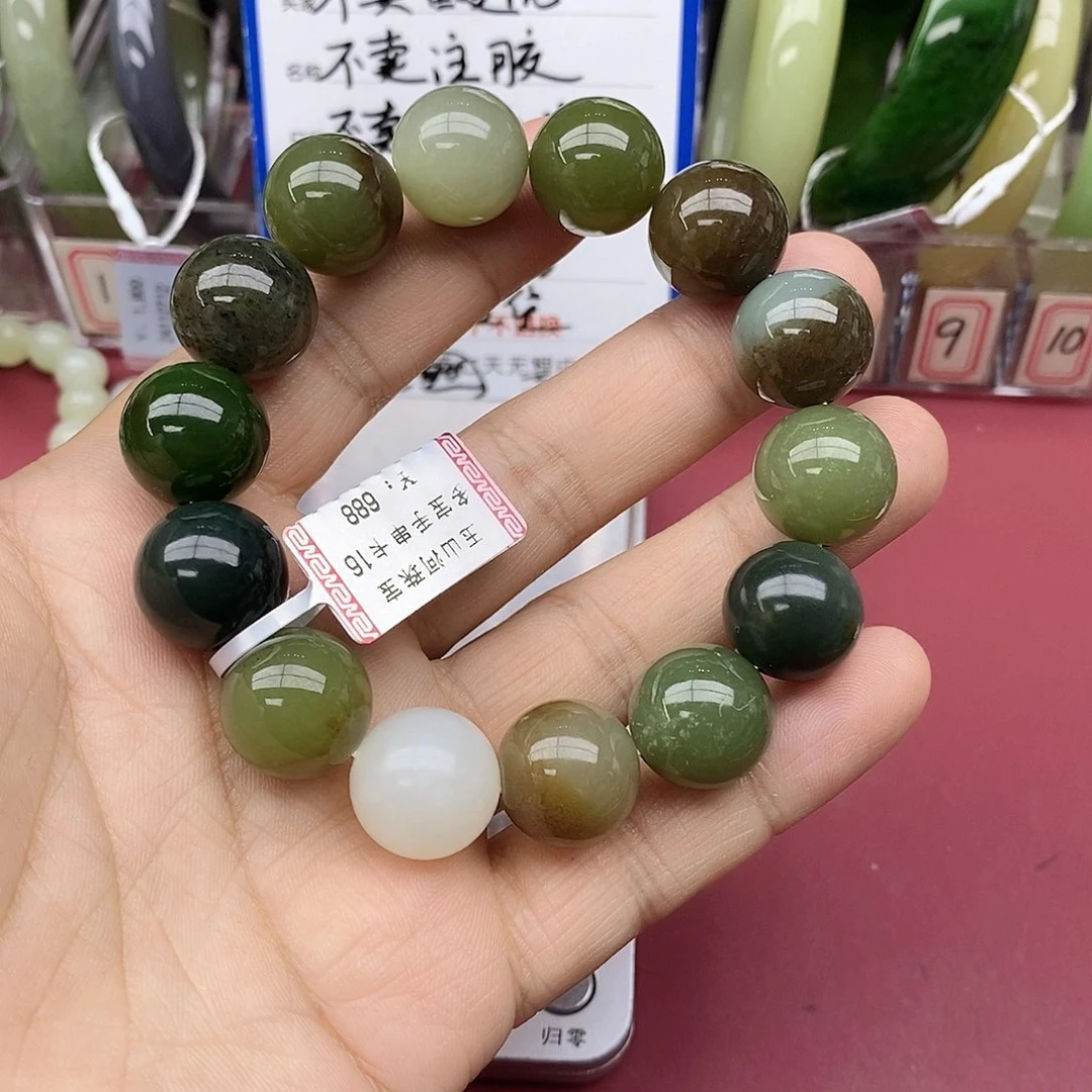 和田玉手串未镶嵌林*布卡16