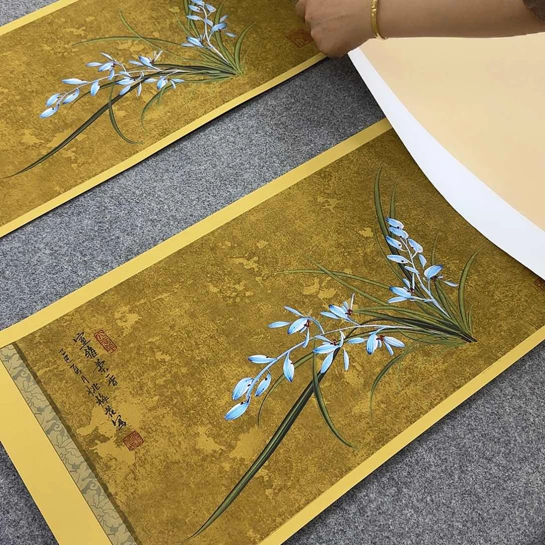 国画一笔两色立体兰花