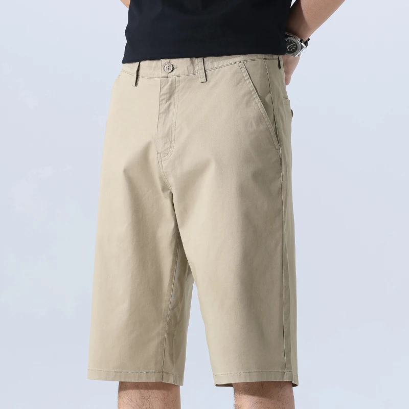 夏季薄款胖子纯棉休闲短裤男加肥加大码七分弹力宽松阔腿肥佬中裤