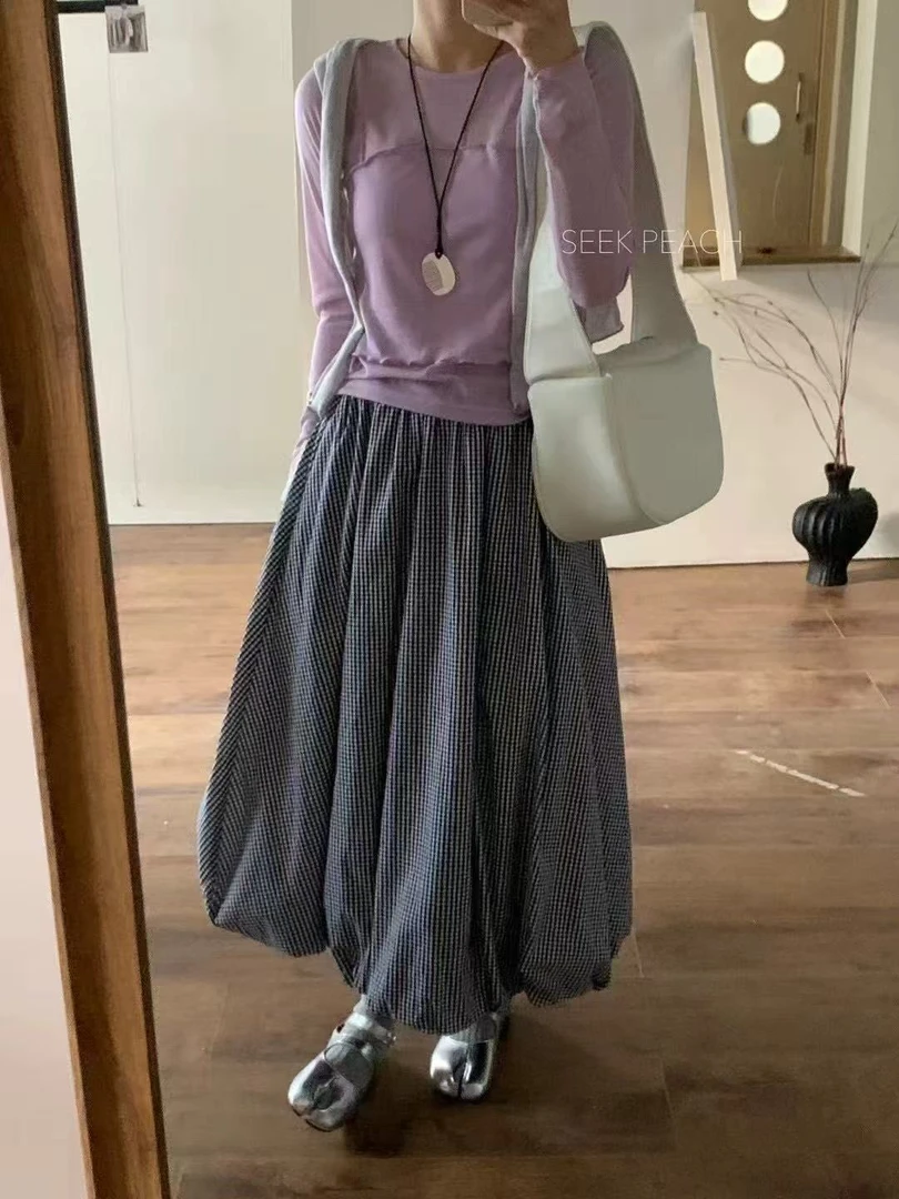 子怡（5026#库）时尚气质格子半裙 kc