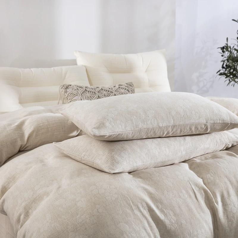 【稳德-听风絮】棉麻四件套手工简约灰色纯色日式欧式素色