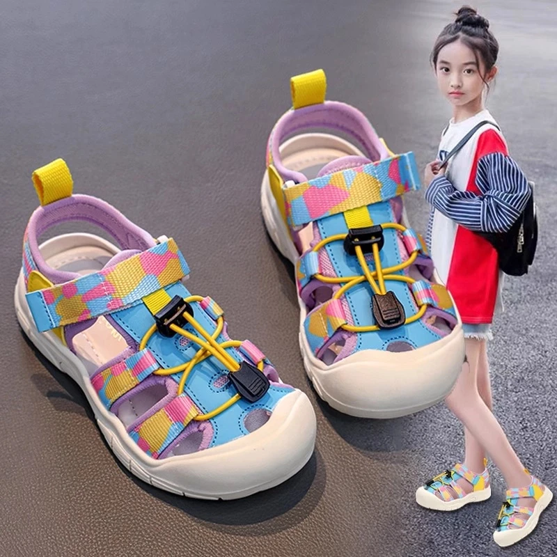 ABC 女童凉鞋2025新款夏季中大童沙滩鞋儿童包头凉鞋女孩软底防滑