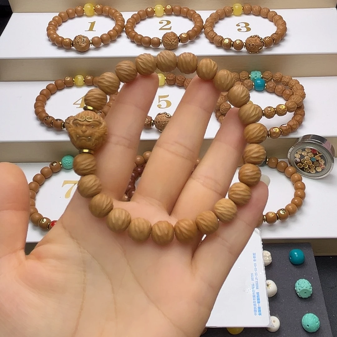 手串猴头核桃猴头手串单颗手工云锦微微瑕