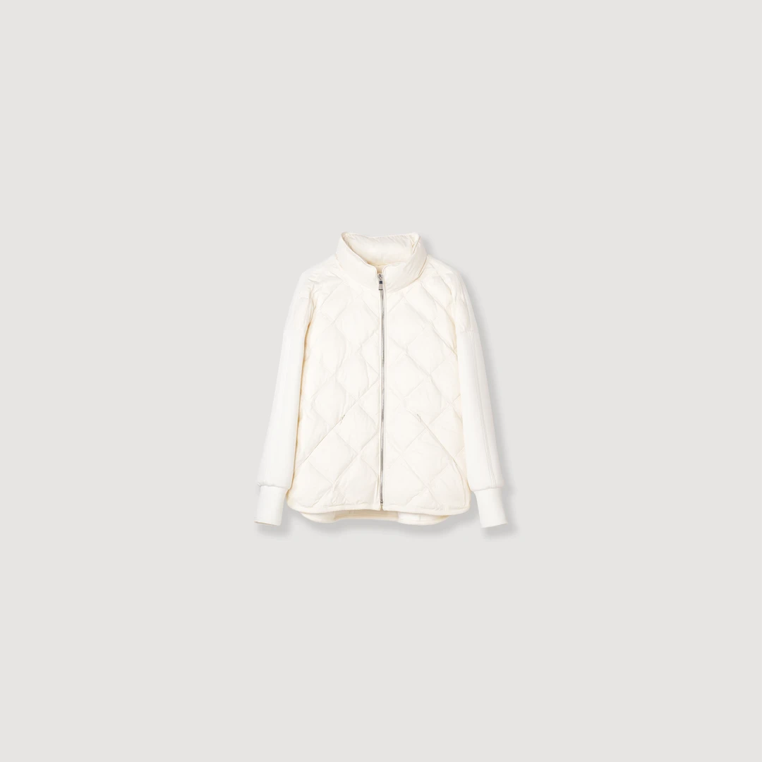 【元气菱格】时尚立领简约菱格刺绣纹保暖显瘦减龄通勤羽绒服85717