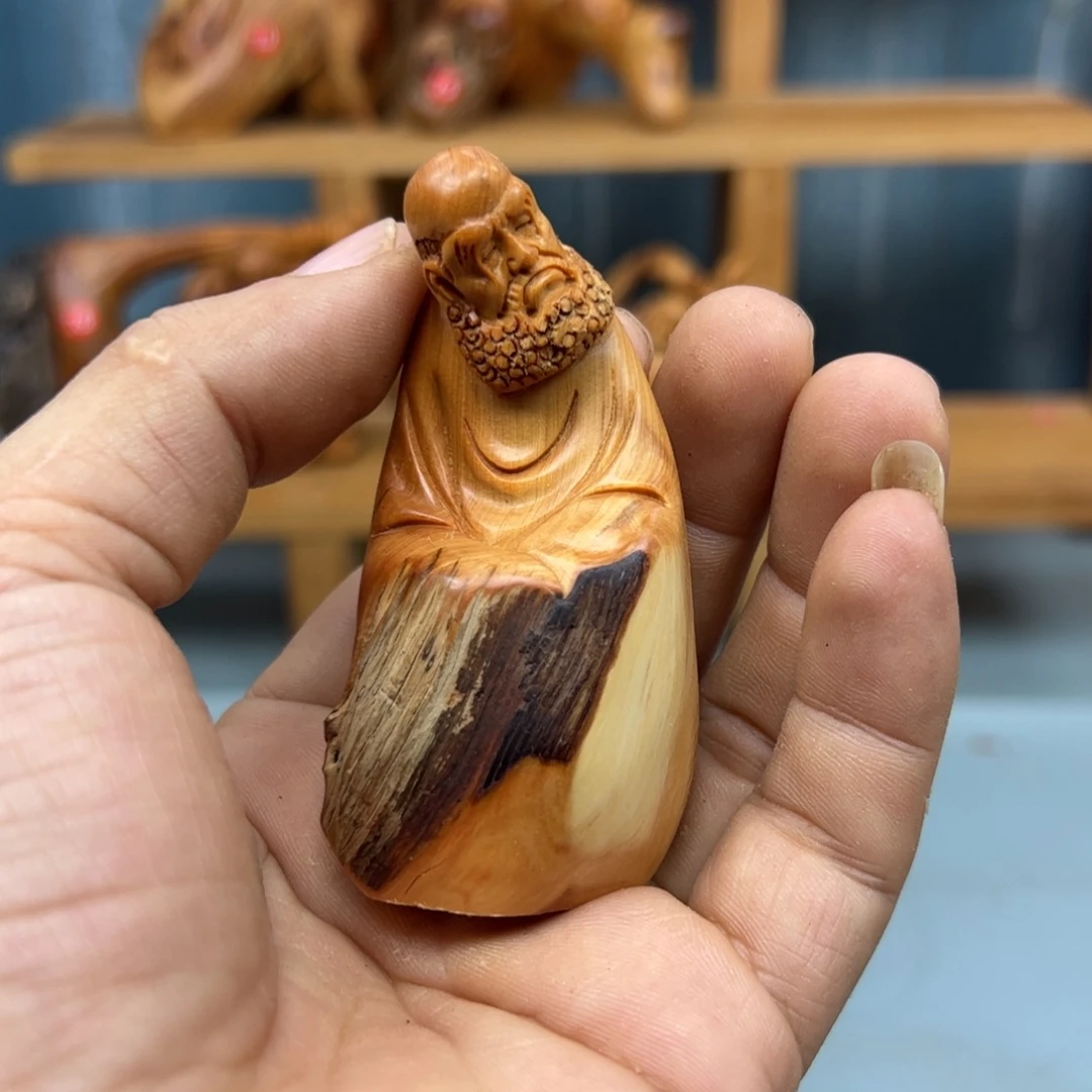 胶***人木崖柏木摆件手把件，