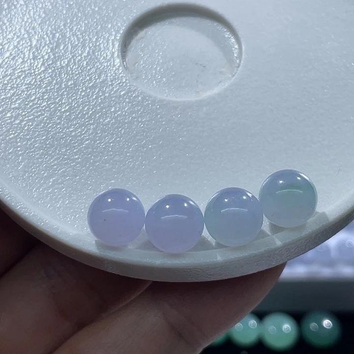 翡翠散珠翡翠紫圆珠 卡8.5