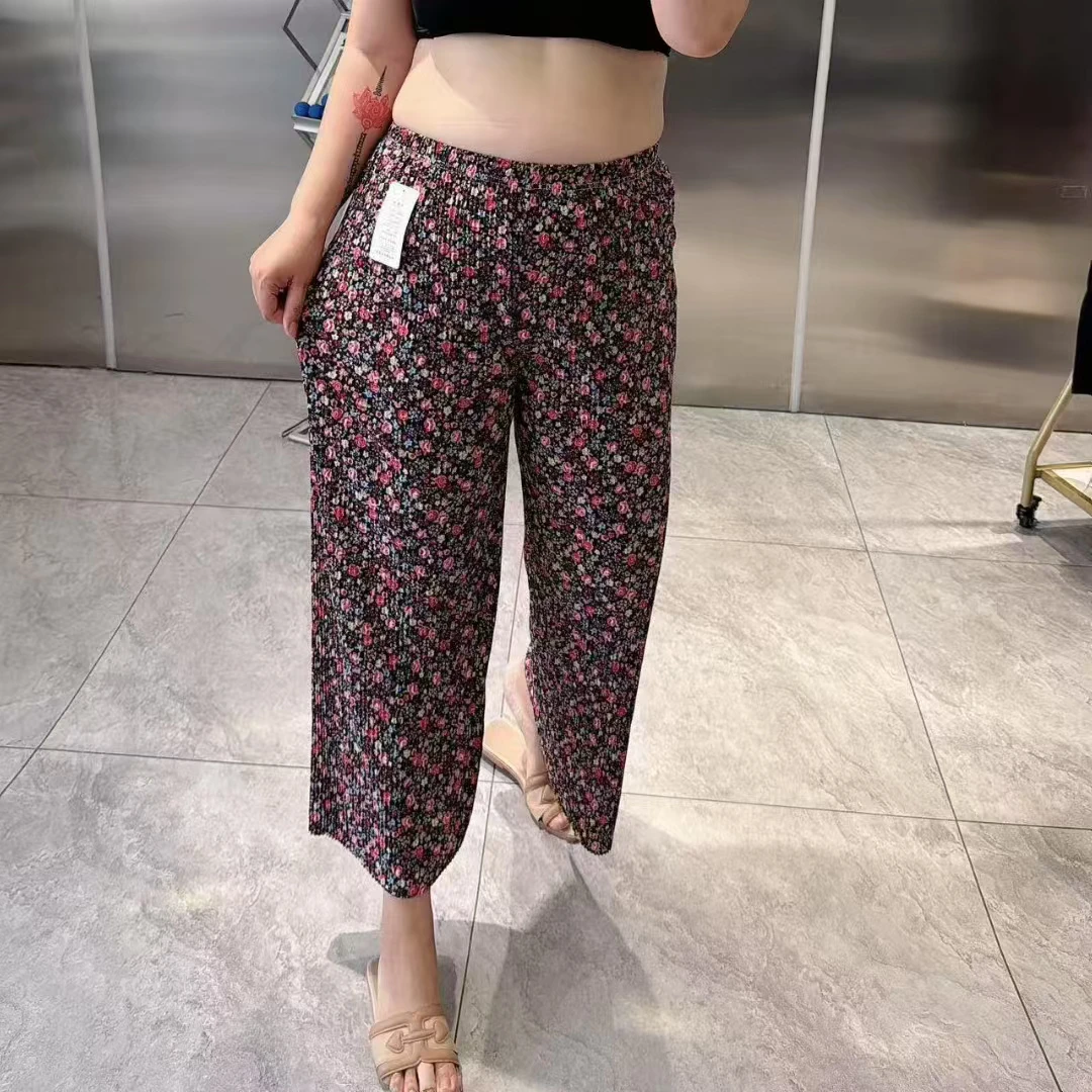 【聪姐推荐】0113休闲松紧腰百褶九分空调家居裤（裤长95）