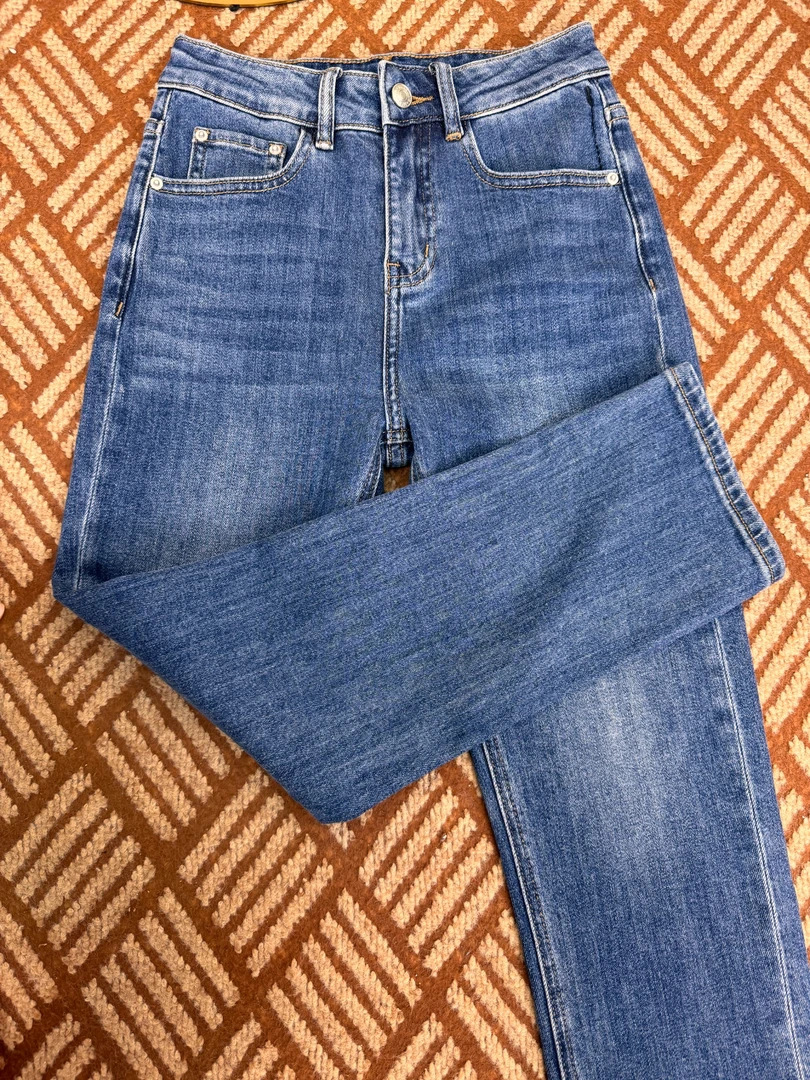 夏季九分蓝色烟管裤百搭显瘦弹力烟管牛仔裤