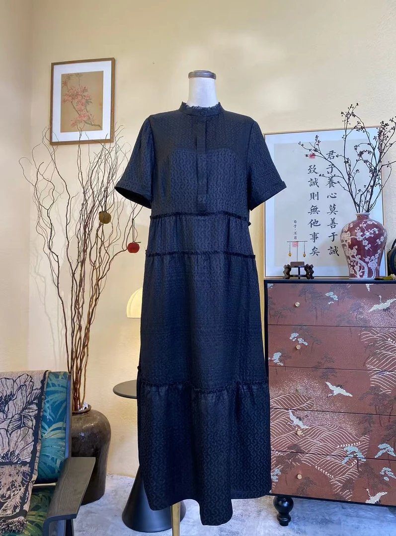 知羽.香云【梦江南】桑蚕丝香云纱夏季新款雅致新中式连衣裙ZY3097
