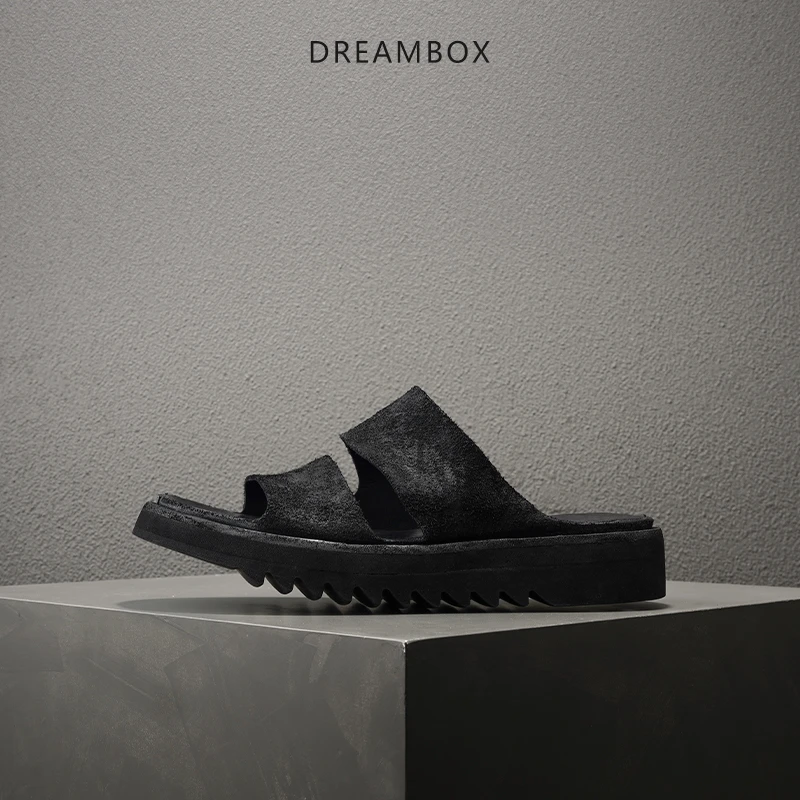 dreambox钧博拖鞋男士夏季外穿凉鞋马反绒透气轻便休闲百搭一字拖