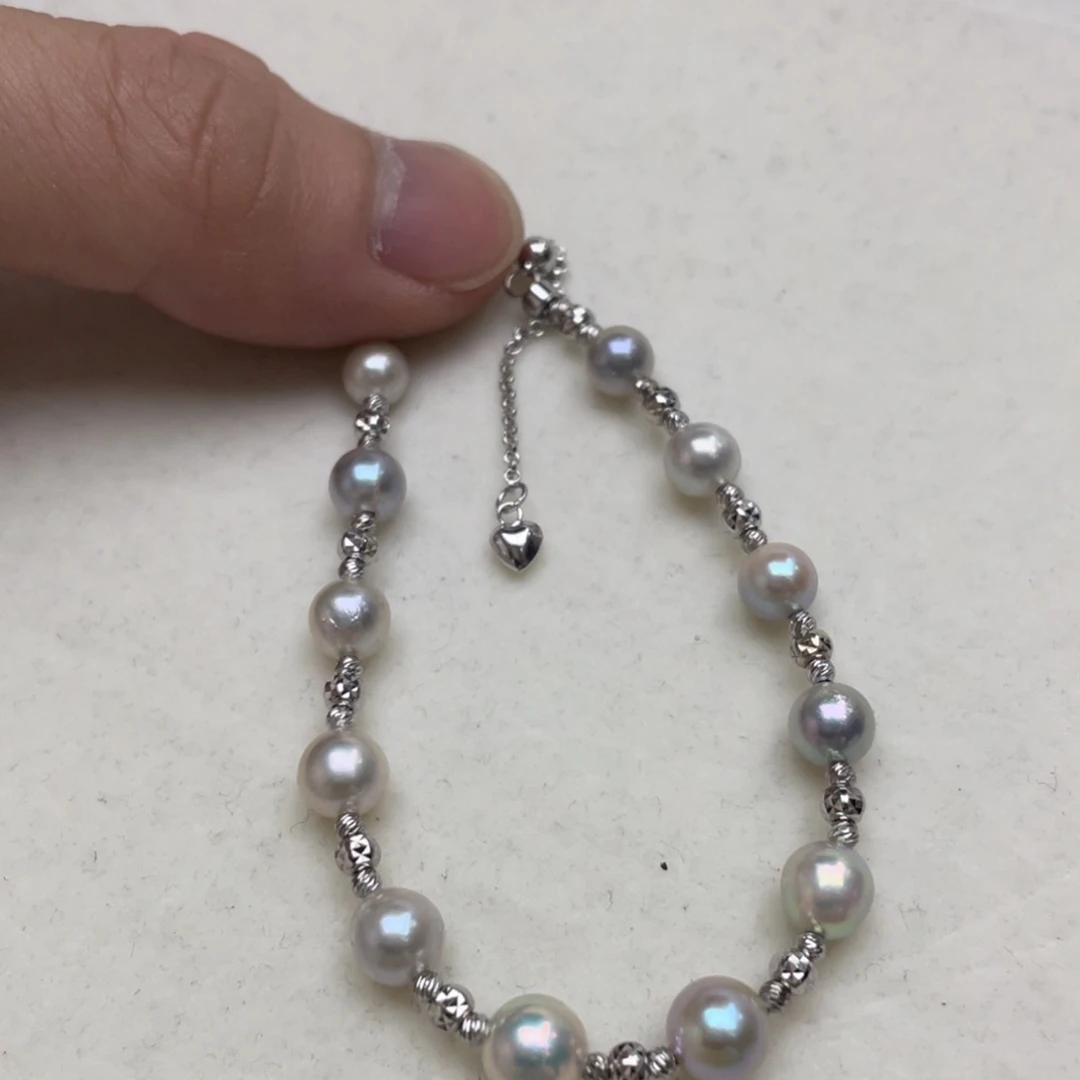 银S925镶嵌手绳海水珍珠