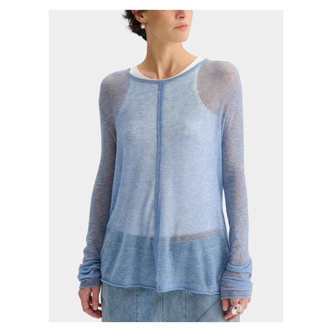 DEEPMOSS 闪葱垂坠荡褶水溶羊毛上衣