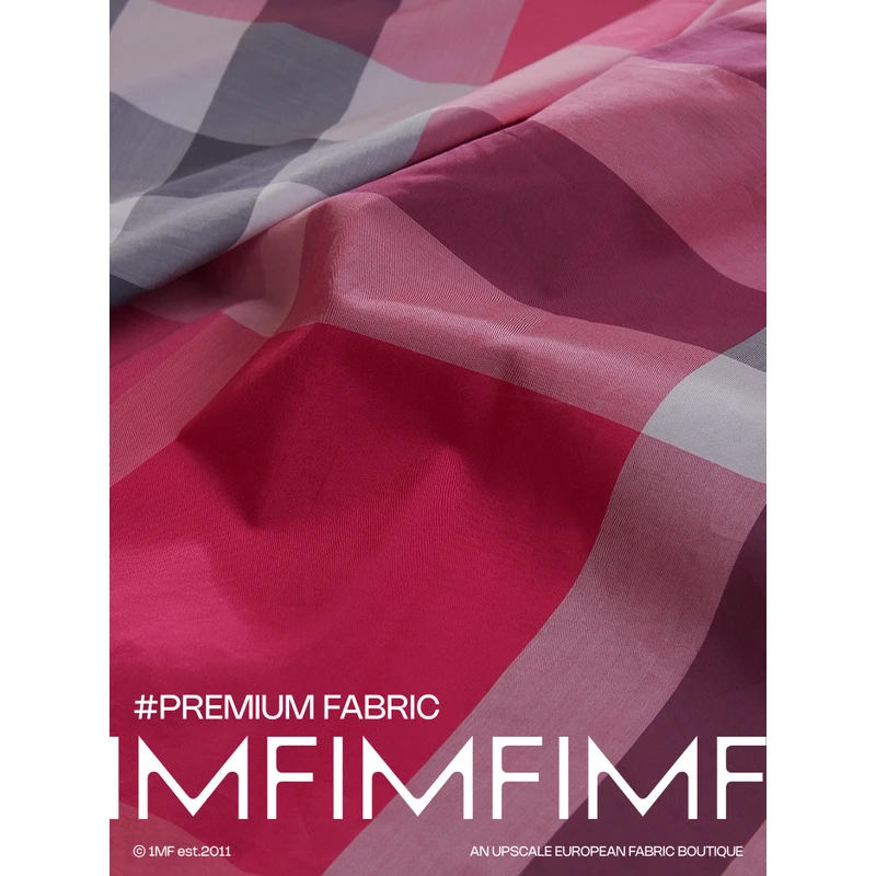 卡拉培叙事诗 棉质面料玫红色格纹服装布料 幅宽140CM 26号格纹