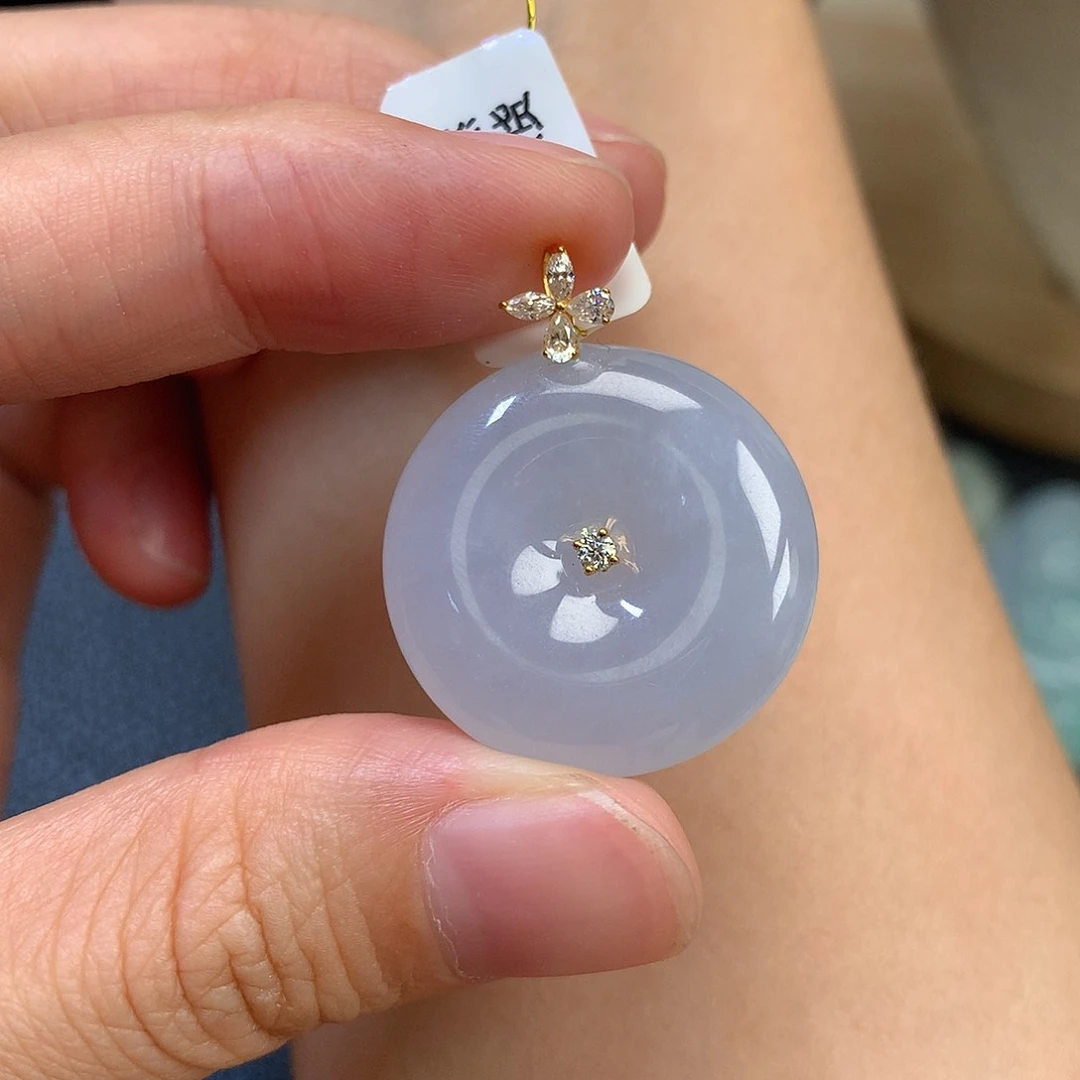 翡翠18K金镶嵌吊坠(不含链)翡翠