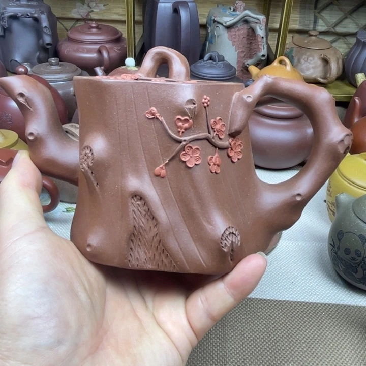茶壶紫砂紫砂壶底槽清梅桩360cc
