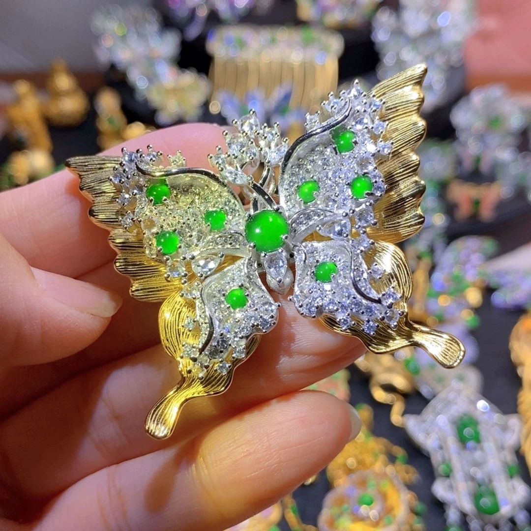 吊坠(不含链)银S925镶嵌翡翠