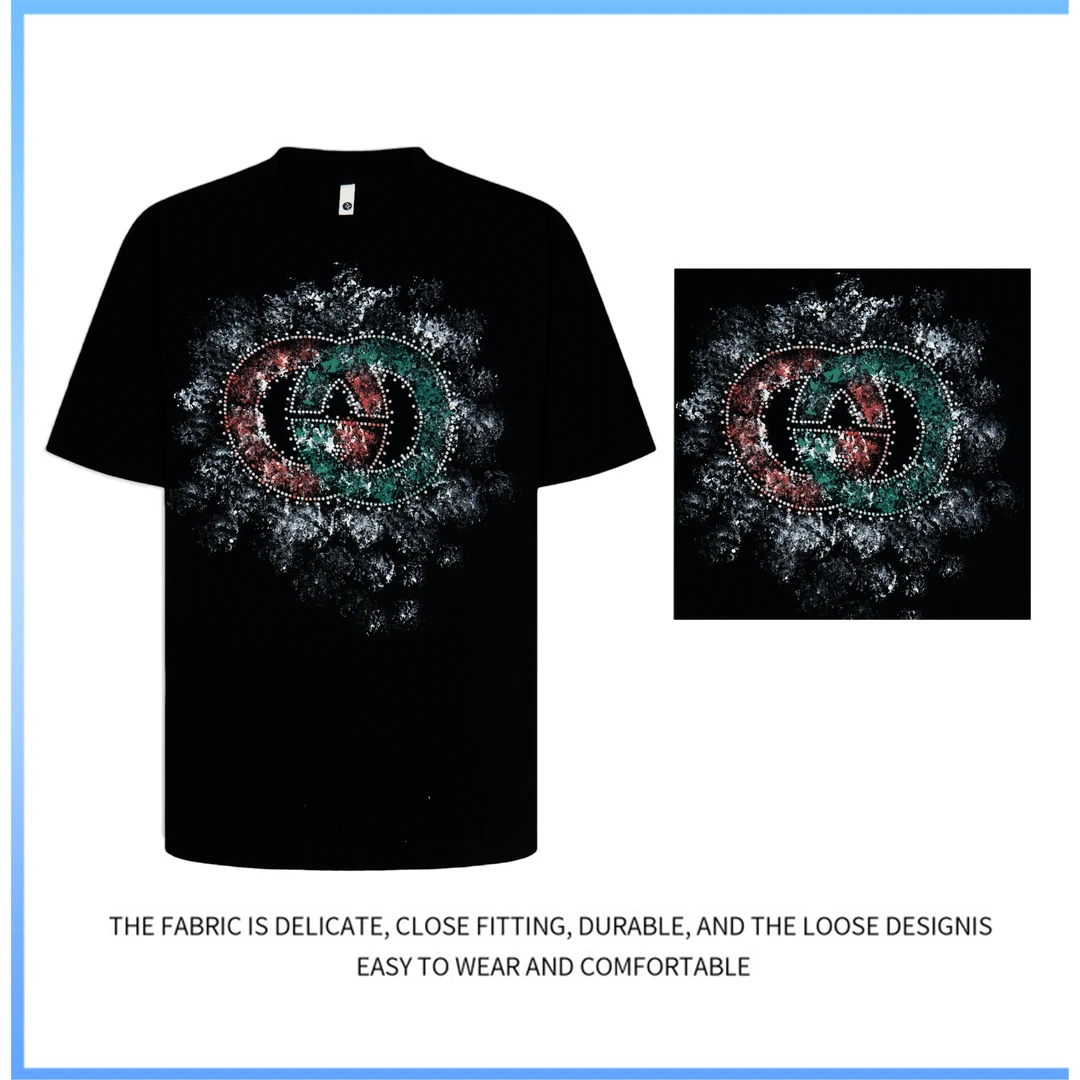 春夏款重磅纯棉潮牌美式短袖痞帅潮流印花男款圆领休闲T恤866918