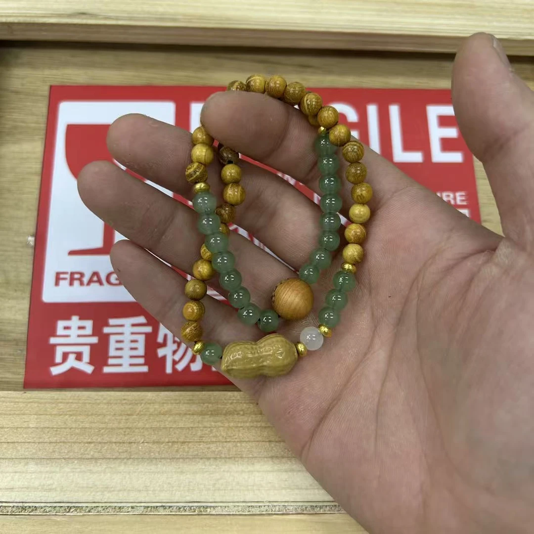 纯铜石英石手链 S0582黄金檀双圈手串无礼盒