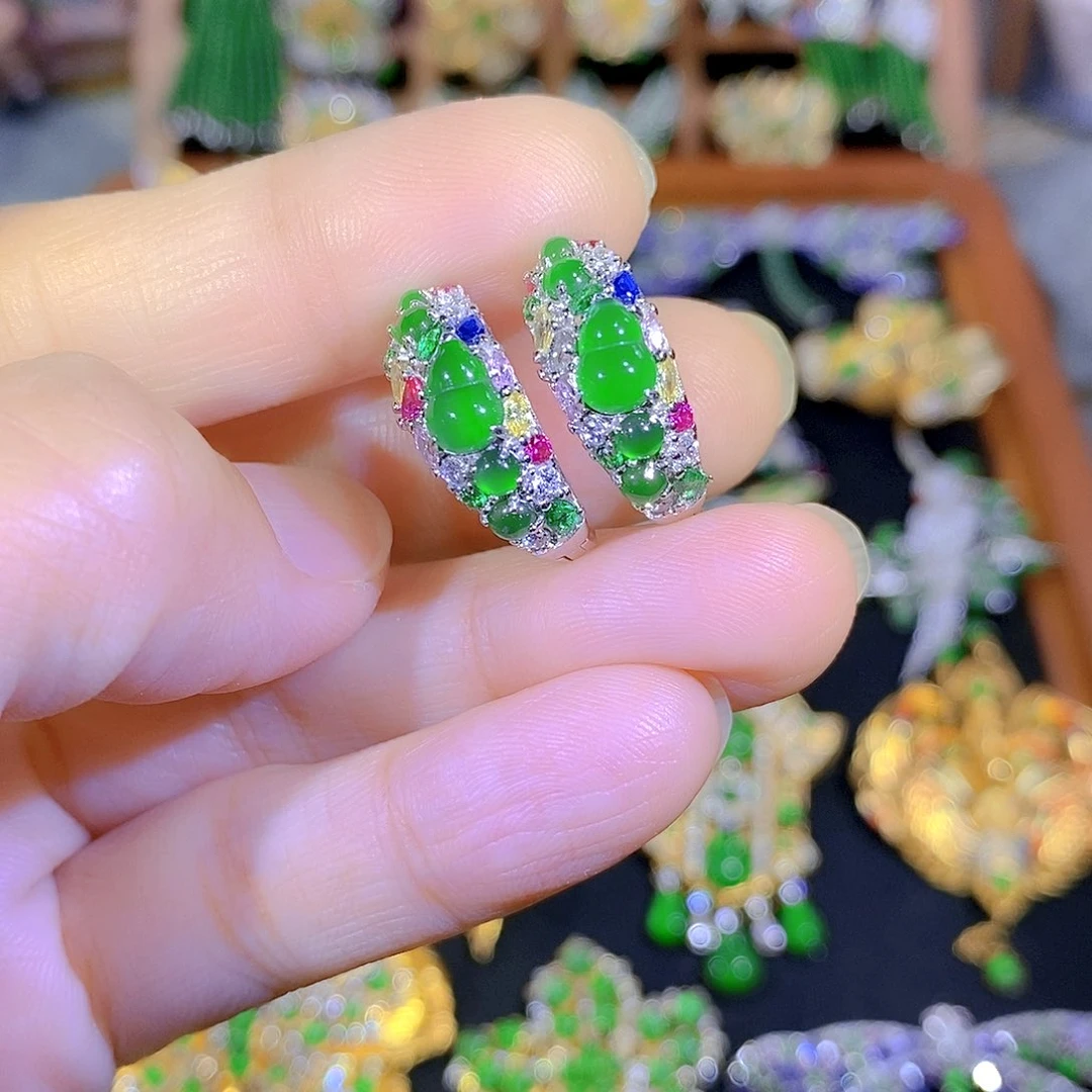 吊坠(不含链)银S925镶嵌翡翠