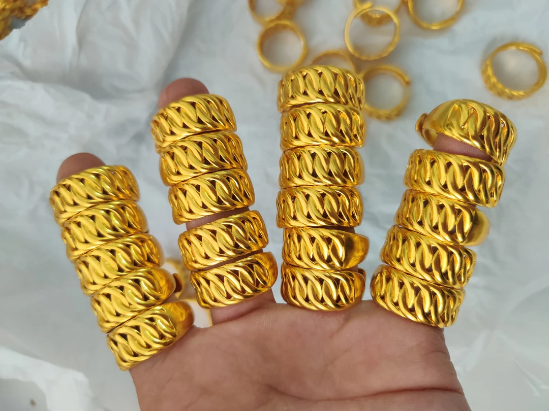 合金戒指 活口原创设计金色民族风老板指环精美不掉色时尚古法