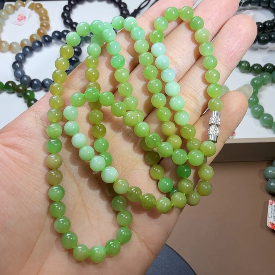 未镶嵌手链和田玉且末黑羊洞碧玉 6 108