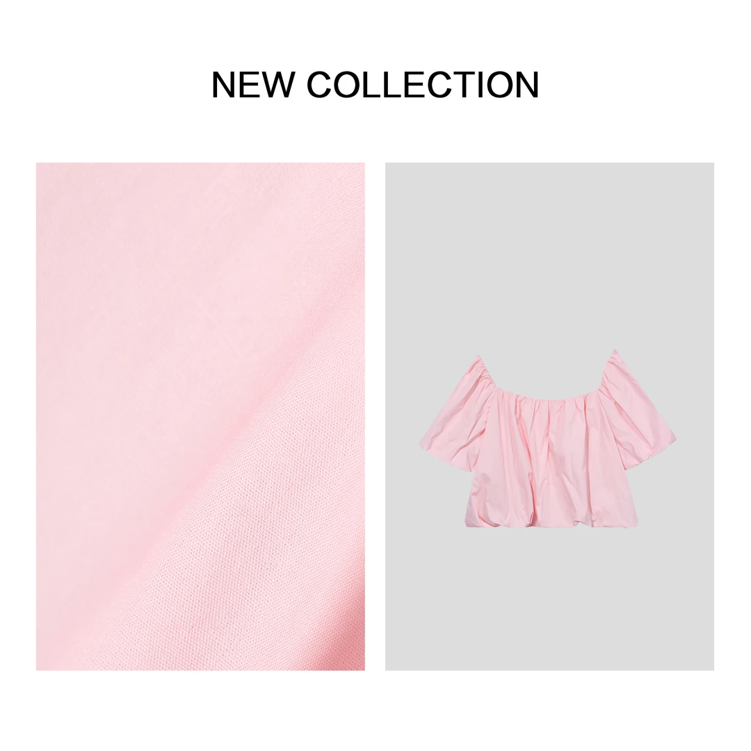 复古甜美泡泡袖上衣OJ C3F38002A