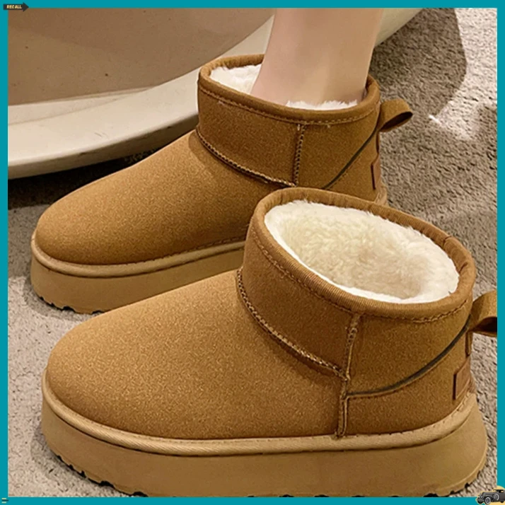 加绒雪地靴女外穿厚底2025冬季新款皮毛一体短筒靴加厚防滑棉鞋Z