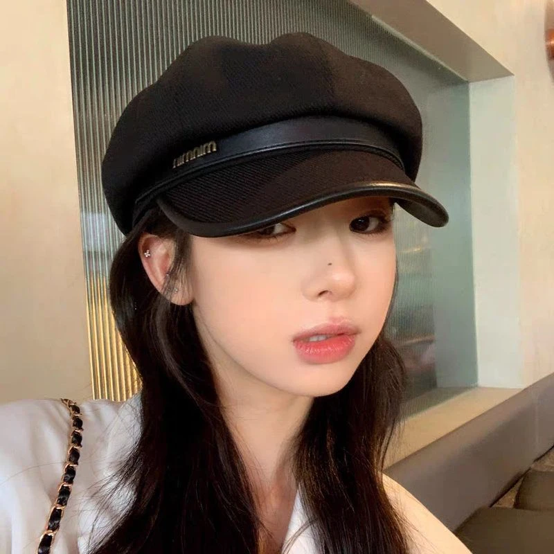 秋冬季鸭舌帽子女韩系复古时尚百搭画家贝雷帽显脸小云朵八角帽