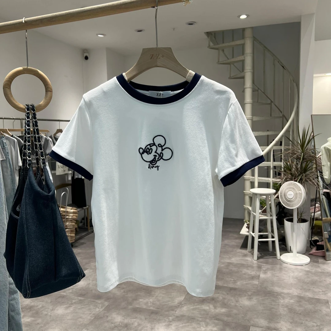 5544东大门夏季新款（刺绣米奇）撞色圆领设计米奇卫衣